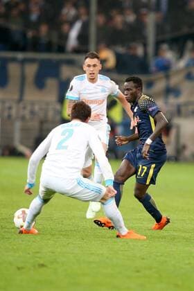 Hiroki Sakai Olympique Marseille 2 Bruma RB Leipzig 17 Olympique Marseille vs RB Leipzig UEFA Europa League quarter-final match football 12 04 2018 Marseille Copyright: xLanger Eibner-Pressefotox EP_HLR