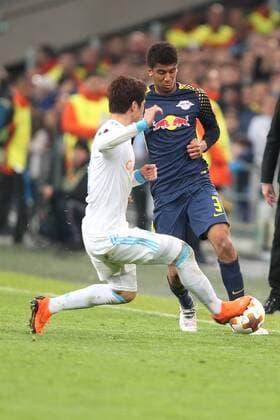 Hiroki Sakai Olympique Marseille 2 Bernardo Fernandes Da Silva RB Leipzig 3 Olympique Marseille vs. RB Leipzig UEFA Europa League quarter-final match Football 12 04 2018 Marseille Copyright: xLanger Eibner-Pressefotox EP_HLR