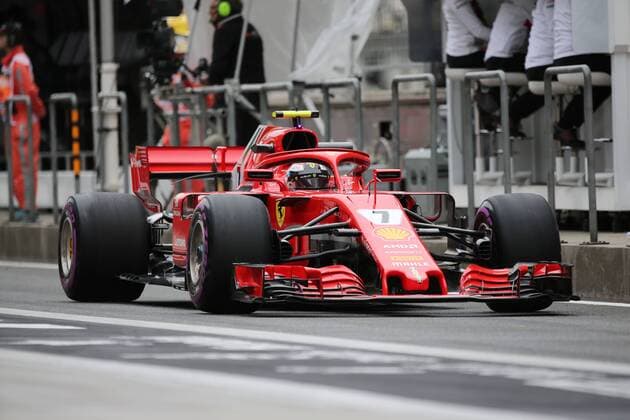 Finnish F1 driver Kimi Raikkonen of Ferrari enters the pit during a practice session for the 2018 Formula 1 Chinese Grand Prix at the Shanghai International Circuit in Shanghai, China, 13 April 2018. F1 drivers in full swing for Chinese Grand Prix in practice session  20180413_48545