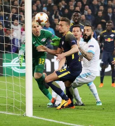 Marseille RB Leipzig Soccer Euro League Marseille 12 04 2018 Stade Velodrome Soccer UEFA Euro League Quarter Finals 2nd leg Olympique Marseille vs RB Leipzig 5 2 3 1 Pictured goal for Olympique Marseille The 1 1 equalizer by Stefan Ilsanker 13 RB Leipzig