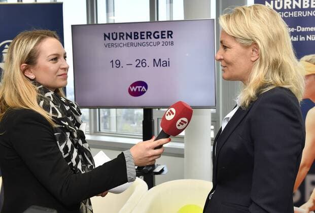 13 04 2018 Tennis WTA Tournament NÜRNBERGER Insurance Cup 2018 Press Conference Press Conference Presentation Player field Barbara Rittner Tournament ambassador in an interview