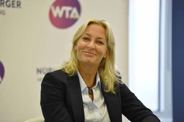 13 04 2018 Tennis WTA Tournament NÜRNBERGER Insurance Cup 2018 Press Conference Press Conference Presentation Player Field Barbara Rittner Tournament Ambassador