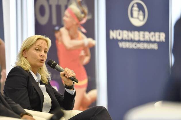13 04 2018 Tennis WTA Tournament NÜRNBERGER Insurance Cup 2018 Press Conference Press Conference Presentation Player Field Barbara Rittner Tournament Ambassador
