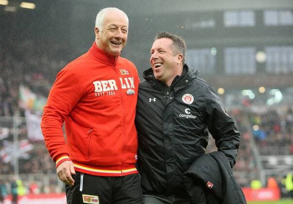 Coach Andre Hofschneider Union coach Markus Kauczinski FC St Pauli playing between FC St Pauli and 1 FC Union Berlin 14 04 2018 Hamburg Copyright: xSudheimerx Eibner-Pressefotox EP_eer