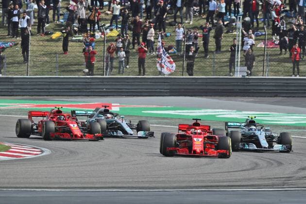 At the start Sebastian Vettel Scuderia Ferrari remains in front Grand Prix of China 2018 race Motorsport Formula 1 15 04 2018 Shanghai Copyright: xIllman Eibner-Pressefotox EP_ANS