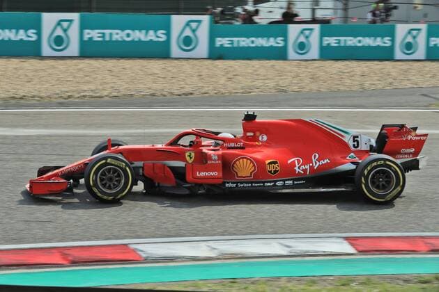 Sebastian Vettel Scuderia Ferrari with his car on the track Grand Prix of China 2018 race Motorsport Formula 1 15 04 2018 Shanghai Copyright: xIllman Eibner-Pressefotox EP_ANS