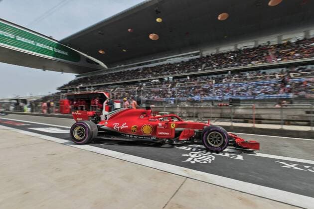Sebastian Vettel Scuderia Ferrari drives out of the box Grand Prix of China 2018 race Motorsport Formula 1 15 04 2018 Shanghai Copyright: xIllman Eibner-Pressefotox EP_ANS