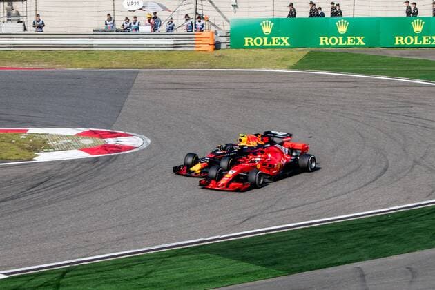 German F1 Sebastian Vettel of Ferrari and Dutch F1 driver Max Verstappen of Red Bull Racing collide as they compete during the 2018 Formula One Chinese Grand Prix at the Shanghai International Circuit in Shanghai, China, 15 April 2018. Daniel Ricciardo charged from sixth to score a stunning first win of the 2018 Formula 1 season as Max Verstappen and Sebastian Vettel collided in a wild Chinese Grand Prix. Bottas and Vettel were locked in their own battle for the win until Ricciardo and Verstappen pitted again for fresh, soft tyres during a safety car period just after the halfway mark as their rivals stayed on mediums. Ricciardo then overtook his team-mate, Lewis Hamilton and Vettel in quick succession before executing a stunning pass on Bottas into the tight Turn 6 right-hander for the victory. Verstappen and Vettel collide in Chinese Grand Prix 