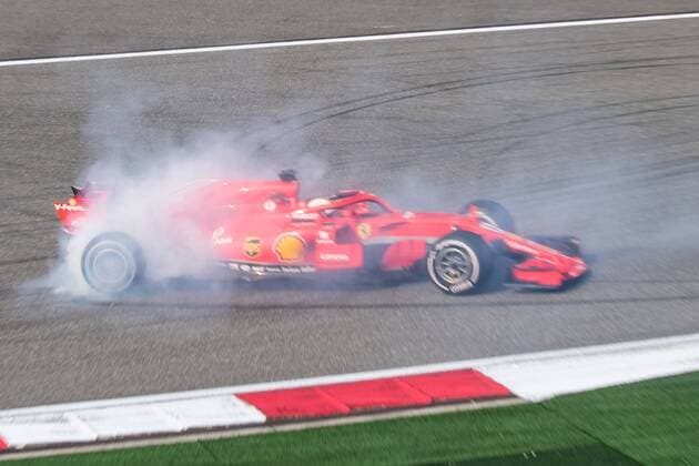 German F1 Sebastian Vettel of Ferrari and Dutch F1 driver Max Verstappen of Red Bull Racing collide as they compete during the 2018 Formula One Chinese Grand Prix at the Shanghai International Circuit in Shanghai, China, 15 April 2018. Daniel Ricciardo charged from sixth to score a stunning first win of the 2018 Formula 1 season as Max Verstappen and Sebastian Vettel collided in a wild Chinese Grand Prix. Bottas and Vettel were locked in their own battle for the win until Ricciardo and Verstappen pitted again for fresh, soft tyres during a safety car period just after the halfway mark as their rivals stayed on mediums. Ricciardo then overtook his team-mate, Lewis Hamilton and Vettel in quick succession before executing a stunning pass on Bottas into the tight Turn 6 right-hander for the victory. Verstappen and Vettel collide in Chinese Grand Prix 
