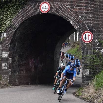 Illustration picture shows the pack of riders in action during the Amstel Gold Race one day cycling race, 263 km from Maastricht to Valkenburg, The Netherlands, Sunday 15 April 2018. ERICxLALMAND  x05329981x