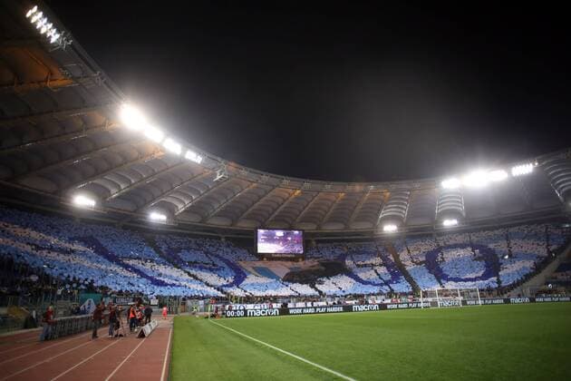 15.04.2018. Stadio Olimpico, Rome, Italy. Serie A.The choreography of fans before the Serie A football match Derby between SS Lazio vs As Roma in Stadio Olimpico in Rome.  Copyright: xMarcoxIacobuccix xIPAx xMarcoxIacobuccix