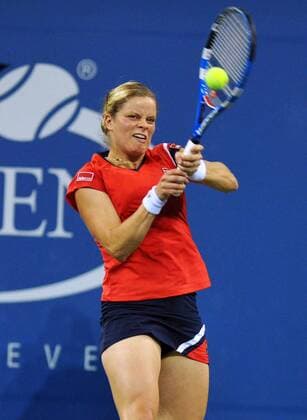 - NEW YORK, USA : Belgian tennis player Kim Clijsters in action during the US Open final match against Caroline Wozniacki of Denmark, at the US Open Grand Slam Tennis tournament, at Flushing Meadows, in New York, Sunday 13 September 2009. Clijsters won 7-5, 6-3, just one month after her coming back to competition, after two years break during wich she became a mother. PHILIPPExBUISSIN  x15362557x
