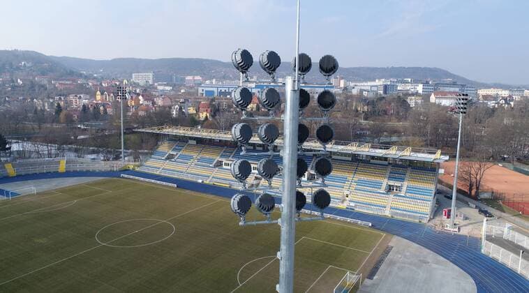Soccer Men Season 2017 2018 3 Liga FC Carl Zeiss Jena Aerial photos of the Ernst Abbe sports field with new floodlight 02 03 2018 Copyright: xMatthiasxKochx