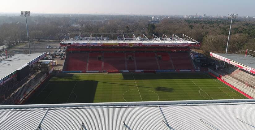 Soccer Men Season 2017 2018 2 Bundesliga 1 FC Union Berlin Aerial view of the stadium At the Alte Försterei behind the grandstand 14 02 2018 Copyright: xMatthiasxKochx