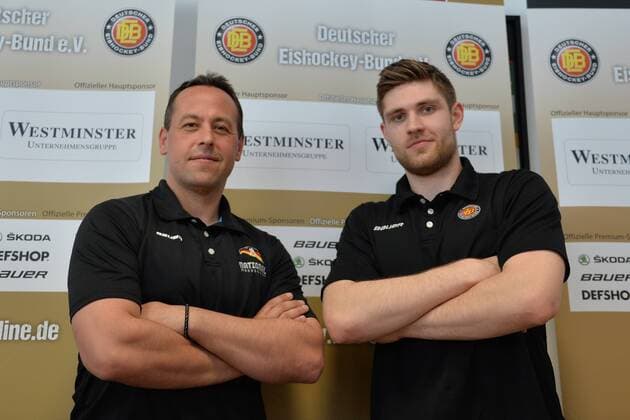 Ice Hockey Men DEB Season 2017 18 Press Conference of the DEB National Coach Marco Sturm Germany Leon Draisaitl Germany 17 04 18 Copyright: xMichaelxHundtx xMatthiasxKochx