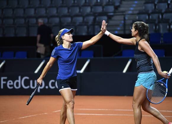 German Fedcup Team Julia Goerges and Angelique Kerber