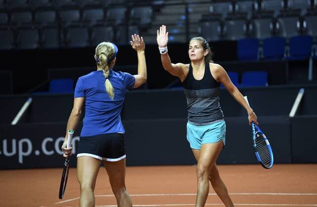 German Fedcup Team Julia Goerges and Angelique Kerber