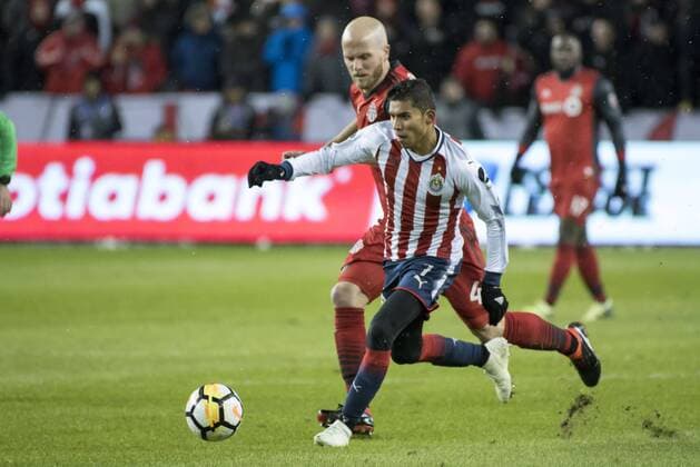 April 17, 2018 - Toronto, Ontario, Canada - Toronto FC Vs Club Deportivo Guadalajara (CHIVAS) for the game CONCACAF Champions League Final at BMO Field 2-1 score to to advance to the Semifinals. Goals from ALAN PULIDO, RODOLFO PIZARRO and JONATHAN OSORIO TORONTO FC vs CD GUADALAJARA - CONCACAF Champions League Final 2018 - ZUMAm154 20180417_zap_m154_042 Copyright: xAngelxMarchinix
