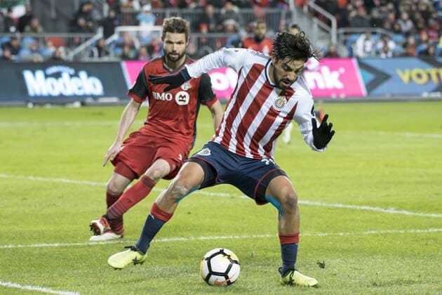 April 17, 2018 - Toronto, Ontario, Canada - Toronto FC Vs Club Deportivo Guadalajara (CHIVAS) for the game CONCACAF Champions League Final at BMO Field 2-1 score to to advance to the Semifinals. Goals from ALAN PULIDO, RODOLFO PIZARRO and JONATHAN OSORIO TORONTO FC vs CD GUADALAJARA - CONCACAF Champions League Final 2018 - ZUMAm154 20180417_zap_m154_067 Copyright: xAngelxMarchinix