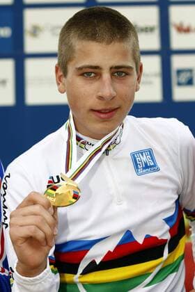 - VAL DI SOLE, ITALY: New world champion Peter Sagan of Slovakia poses with his golden medal after the World Championship WM Weltmeisterschaft mountainbike cross country for men juniors, Thursday 19 June 2008 in Val di Sole, Italy. PETERxDECONINCK  x9604271x