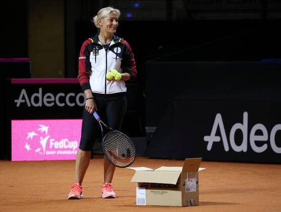 BAU 18 04 2018 Stuttgart Tennis Fed Cup training by Angelique Kerber former captain Barbara Rittner