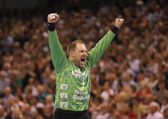 Foto Siegesjubel at Matthias Andersson Flensburg Handball Men at 18 04 2018 Champions League SG Flensburg Montpellier