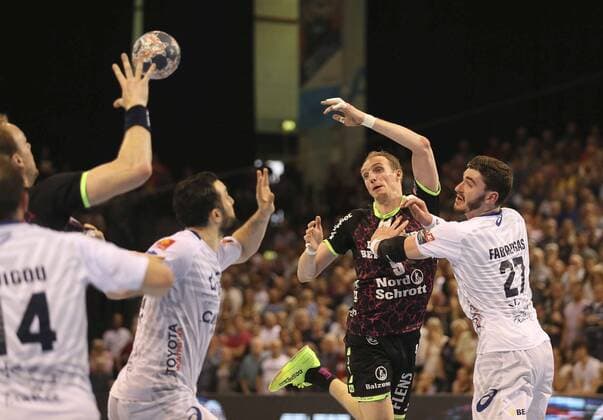 Photo Holger Glandorf Flensburg vs. Ludovic Fabregas Handball Men at 18 04 2018 Champions League SG Flensburg Montpellier 28 28