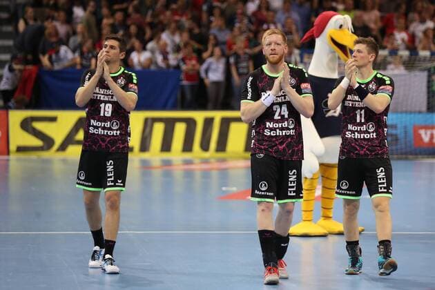 SG Flensburg Handewitt Montpellier HB EHF Champions League Flensburg 18 04 18 Flensburg 18 04 18 Sport Handball VELUX EHF Champions League Season 2017 2018 Quarterfinal SG Flensburg Handewitt Montpellier HB SG after the game xmmkx