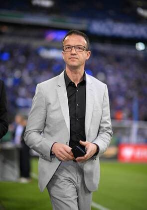 18 04 2018 Football DFB Pokal 2017 2018 Semifinals FC Schalke 04 Eintracht Frankfurt in the Veltins Arena on Schalke Sport Director Fredi Bobic Frankfurt pensive