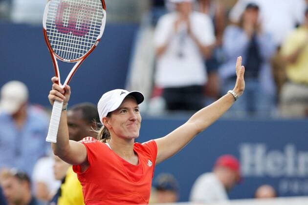 - NEW YORK, USA: Belgian Justine Henin celebrates after winning her semi-final match against American Venus Williams at the USTA National Tennis Center in Flushing Meadows, New York, 08 September 2007. The world number one Justine Henin will play tomorrow her finale against Svetlana Kuznetsova. Henin won with 7-6 (7 2), 6-4. PHILIPPExBUISSIN  x7382029x