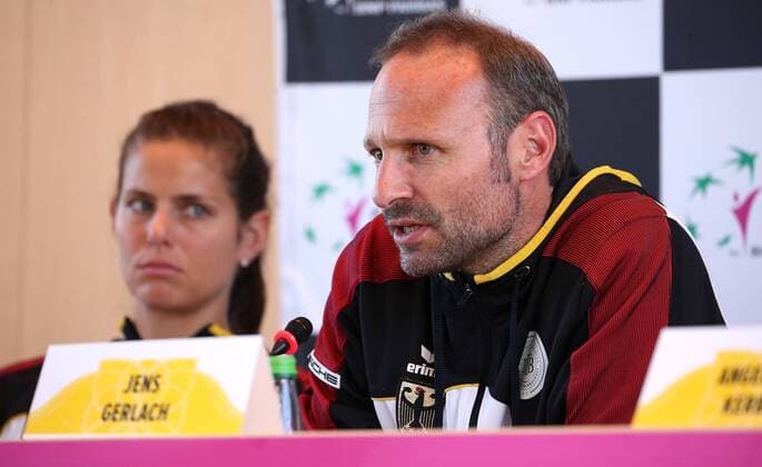 BAU 20 04 2018 Stuttgart Tennis Fed Cup PK Draw GER vs CZE for captain Jens Gerlach Julia Görges GER
