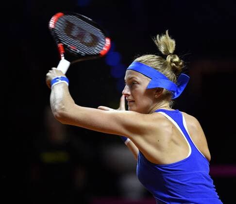 Petra Kvitova CZE Action Tennis Women Team Germany Germany Fed Cup Fed Cup 2018 Semifinal Germany GER vs Czech Republic CZE Porsche Arena Stuttgart 21 22 04 2018 Fed Cup Semi Final GER CZE Porsche Arena Stuttgart 2018
