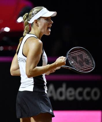 Angelique KERBER GER Gesture gesture celebrates after winning point Tennis Women Germany Team Fed Cup FedCup 2018 Semifinal Germany GER vs Czech Republic CZE Porsche Arena Stuttgart 21 22 04 2018 Fed Cup semi-final GER CZE Porsche Arena Stuttgart 2018