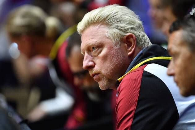 Boris BECKER Head of Men sTennis watches the action seriously skeptical Profile Single image Single image Portrait Portrait Portrait Tennis Fed Cup Semi-finals Germany Czech Republic P O R S C H E A R E N A Stuttgart on 21 04 2018