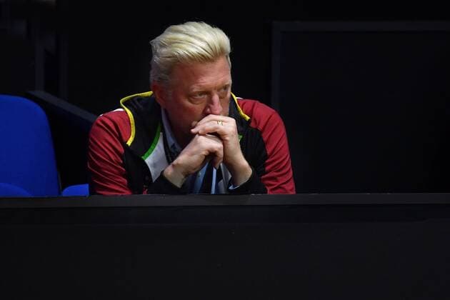 Boris BECKER Head of Men sTennis is introverted in the box watching the action seriously skeptical single picture truncated single portrait portraits Portrait Portrait Tennis Fed Cup semi-finals Germany Czech Republic P O R S C H E A R E N A Stuttgart on 21 04 2018