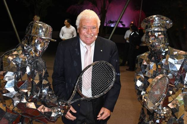 Nicola Pietrangeli - Grande Nuit du tennis. Diner-Spectacle organise dans la magnifique Salle des Etoiles du Sporting Monte-Carlo. En presence des joueurs et des partenaires du tournoi. TENNIS : Rolex Monte Carlo Masters Gala Night - 20 04 2018 LIONELURMAN PANORAMIC 