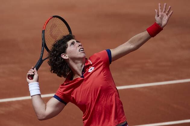 Bilder des Tages - SPORT April 21, 2018 - La Manga, Murcia, Spain - Carla Suarez Navarro of Spain in action in his match against Veronica Cepede Royg of Paraguay during day one of the Fedcup World Group II Play-offs match between Spain and Paraguay at Centro de Tenis La Manga Club on April 21, 2018 in La Manga, Spain Spain v Paraguay - Fedcup by BNP Paribas World Group II Play-offs  - ZUMAn230 20180421_zaa_n230_581 Copyright: xDavidxAliagax