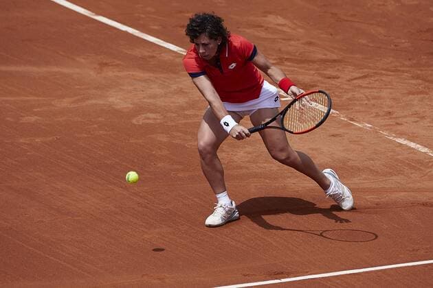 April 21, 2018 - La Manga, Murcia, Spain - Carla Suarez Navarro of Spain in action in his match against Veronica Cepede Royg of Paraguay during day one of the Fedcup World Group II Play-offs match between Spain and Paraguay at Centro de Tenis La Manga Club on April 21, 2018 in La Manga, Spain Spain v Paraguay - Fedcup by BNP Paribas World Group II Play-offs  - ZUMAn230 20180421_zaa_n230_587 Copyright: xDavidxAliagax