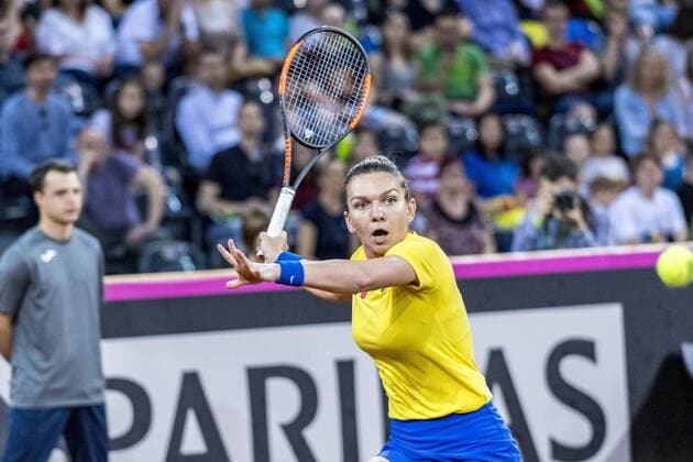 April 22, 2018: Simona Halep (ROU) during the FED Cup by BNP 2018 game between Romania and Switzerland at Sala Polivalenta, Cluj-Napoca, Romania ROU. Copyright: Cronos Catalin Soare  Copyright: xCronos CatalinxSoarex crfcs22042018121826