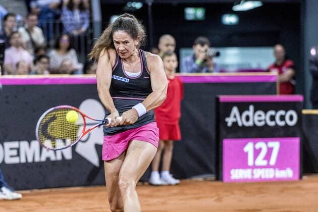 April 22, 2018: Patty Schnyder (SUI) during the FED Cup by BNP 2018 game between Romania and Switzerland at Sala Polivalenta, Cluj-Napoca, Romania ROU. Copyright: Cronos Catalin Soare  Copyright: xCronos CatalinxSoarex crfcs22042018121863