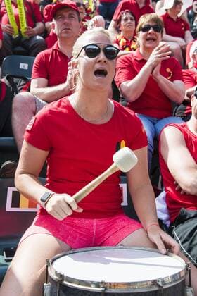 Belgian Ysaline Bonaventure pictured during a double tennis game between Italian pair Deborah Chiesa and Jasmine Paolini and Belgian pair Kirsten Flipkens and Elise Mertens, the fourth rubber of this weekend s Fed Cup World Group Play Off meeting between Italy and Belgium in Genoa, Italy, Sunday 22 April 2018. Belgian already won 0-3. LAURIExDIEFFEMBACQ  x05334259x