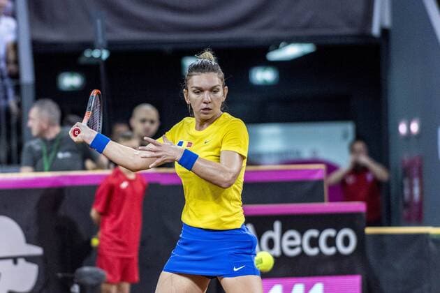 April 22, 2018: Simona Halep (ROU) during the FED Cup by BNP 2018 game between Romania and Switzerland at Sala Polivalenta, Cluj-Napoca, Romania ROU. Copyright: Cronos Catalin Soare  Copyright: xCronos CatalinxSoarex crfcs22042018121871