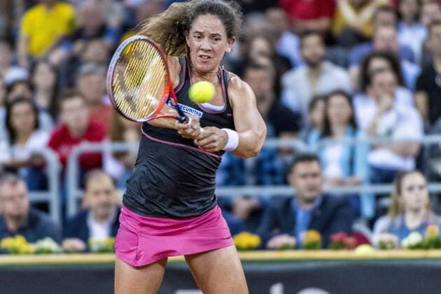April 22, 2018: Patty Schnyder (SUI) during the FED Cup by BNP 2018 game between Romania and Switzerland at Sala Polivalenta, Cluj-Napoca, Romania ROU. Copyright: Cronos Catalin Soare  Copyright: xCronos CatalinxSoarex crfcs22042018121903