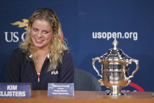 Tennis, US Open Damen Finale 2005, Kim Clijsters - Mary Pierce BRU203 - - NEW YORK, UNITED STATES: Kim Clijsters gives a press conference PK Pressekonferenz after winning the women s final at the 2005 US Open Tennis Tournament at the US Tennis Center in Flushing Meadows, New York Saturday 10 September 2005. Clijsters defeated Mary Pierce 6-3, 6-1. PHILIPPExBUISSIN  x3368547x