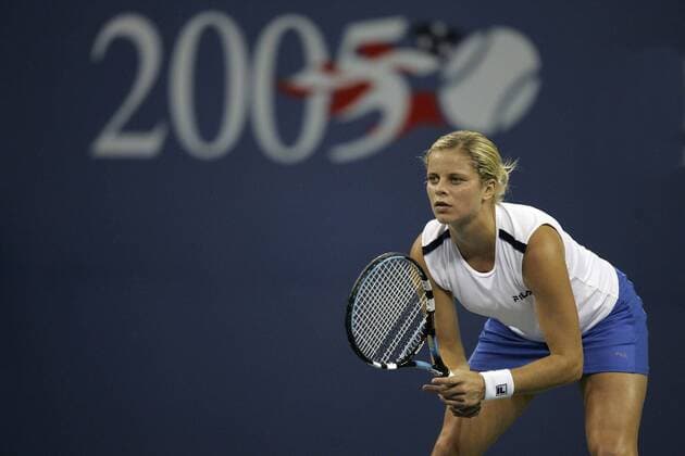 Tennis, US Open Damen Finale 2005, Kim Clijsters - Mary Pierce BRU217 - - NEW YORK, UNITED STATES: Belgium s Kim Clijsters hits a ball during the women s final against Mary Pierce at the 2005 US Open Tennis Tournament at the US Tennis Center in Flushing Meadows, New York Saturday 10 September 2005. Clijsters defeated Mary Pierce 6-3, 6-1. PHILIPPExBUISSIN  x3368591x