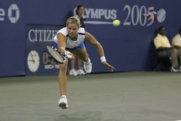 Tennis, US Open Damen Finale 2005, Kim Clijsters - Mary Pierce BRU176 - - NEW YORK, UNITED STATES: Kim Clijsters of Belgium hits a ball during the women s final at the 2005 US Open Tennis Tournament at the US Tennis Center in Flushing Meadows, New York Saturday 10 September 2005. Clijsters defeated Mary Pierce 6-3, 6-1. PHILIPPExBUISSIN  x3368767x