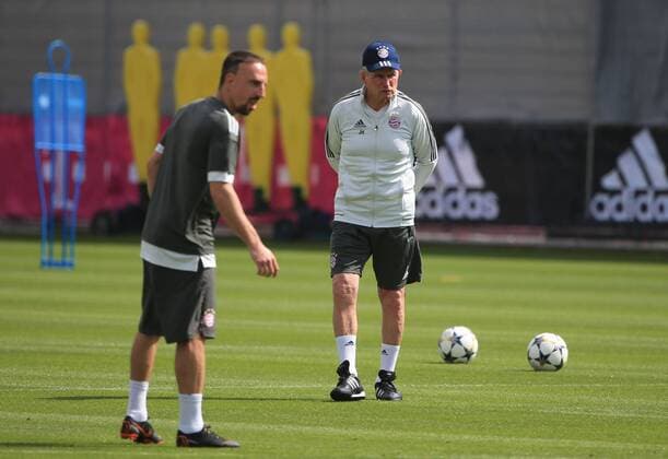 2018 CL FCB Final training Saebenerstrasse Muenchen Football Sport im Bild Franck Ribery FCB and FCB coach Jupp Heynckes FCB