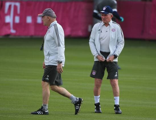 2018 CL FCB Final training Saebenerstrasse Muenchen Soccer Sport im Bild Co Trainer Hermann Gerland FCB and FCB coach Jupp Heynckes FCB