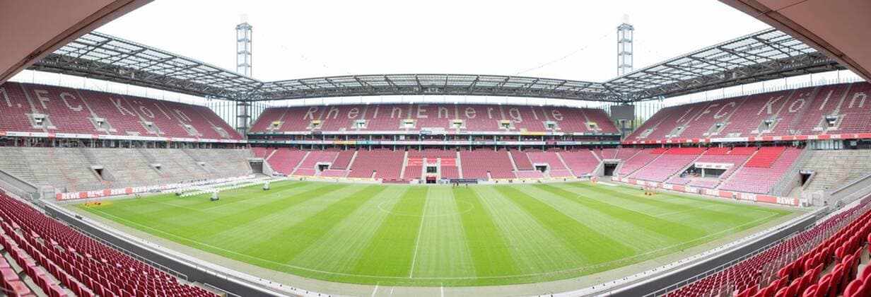 Panorama of the Rhein Energie Stadium in Cologne from the East Tribune Press Conference for the Final in the DFB Womens Cup between VfL Wolfsburg and FC Bayern Munich at the RheinEnergie Stadium in Cologne 24 04 18 Cologne NRW Germany RheinEnergie Stadion Copyright: xcdnx