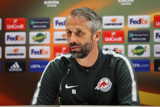 SOCCER - EL, Marseille vs RBS MARSEILLE,FRANCE,25.APR.18 - SOCCER - UEFA Europa League, semifinal, Olympique de Marseille vs Red Bull Salzburg, press conference PK Pressekonferenz Image shows head coach Marco Rose (RBS). GEPAxpictures xMathiasxMandl